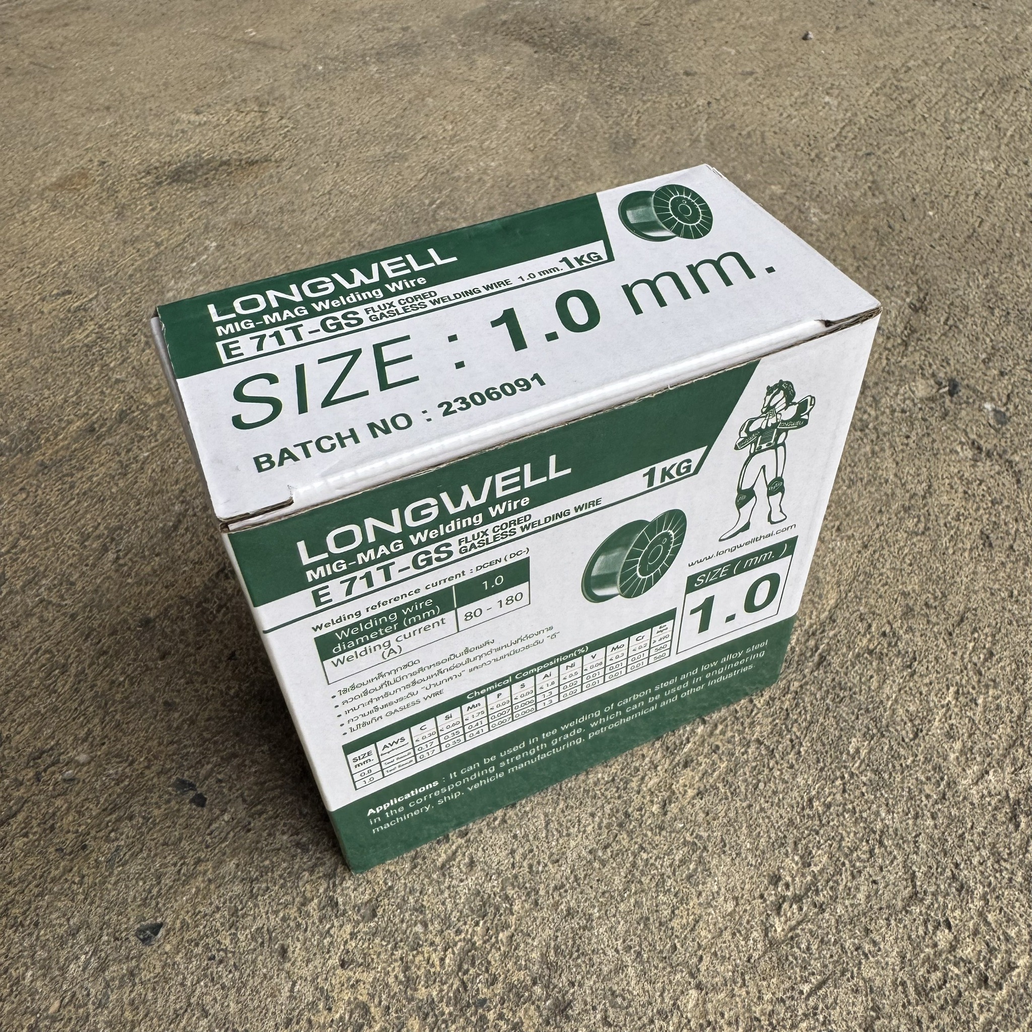 ลวดเชื่อมฟลักคอร์ LONGWELL E71T-GS 1.0 มม. 1KG (No Gas)