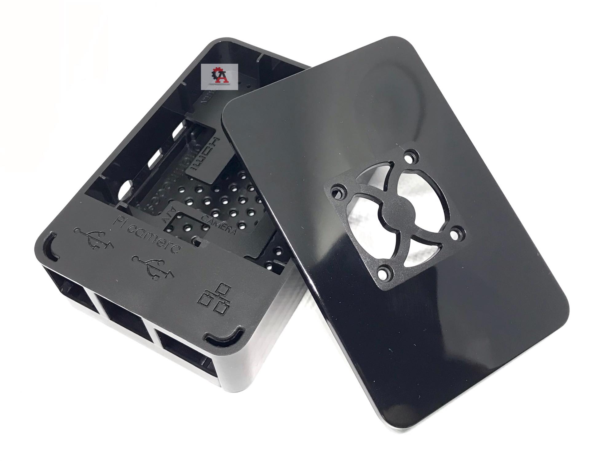 Raspberry pi 4 case + fan (Black) เคสพลาสติกสำหรับราสเบอรี่พาย 4 สีดำ