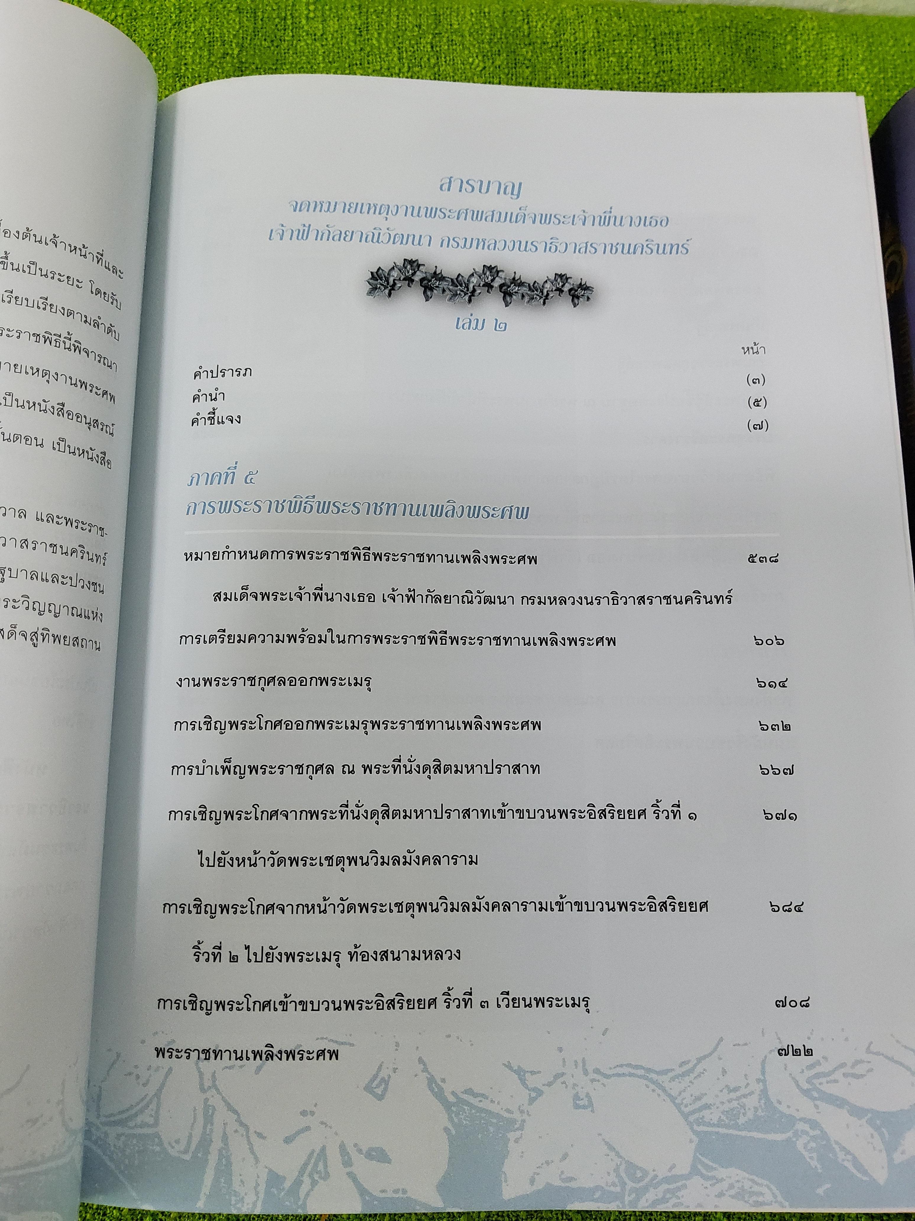 หนังสือจดหมายเหตุงานพระศพ สมเด็จพระเจ้าพี่นางเธอเจ้าฟ้ากัลยาณิวัฒนากรมหลวงนราธิวาสราชนครินทร์ เล่ม 1 , 2 boxset 2553 ปกแข็ง