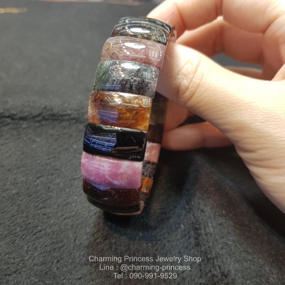Tourmaline Bangle กำไลทัวร์มาลีน สีครบ จบในเส้นเดียว