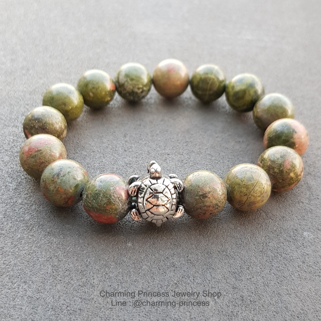 Unakite ยูนาไคต์ ประดับเต่า Turtle 925 Sterling Silver สร้างความร่ำรวย นำพาทรัพย์สินให้โชคให้ลาภแบบฟลุ๊คๆ เหมาะกับคนชอบเล่นหวย หุ้น เสี่ยงโชค