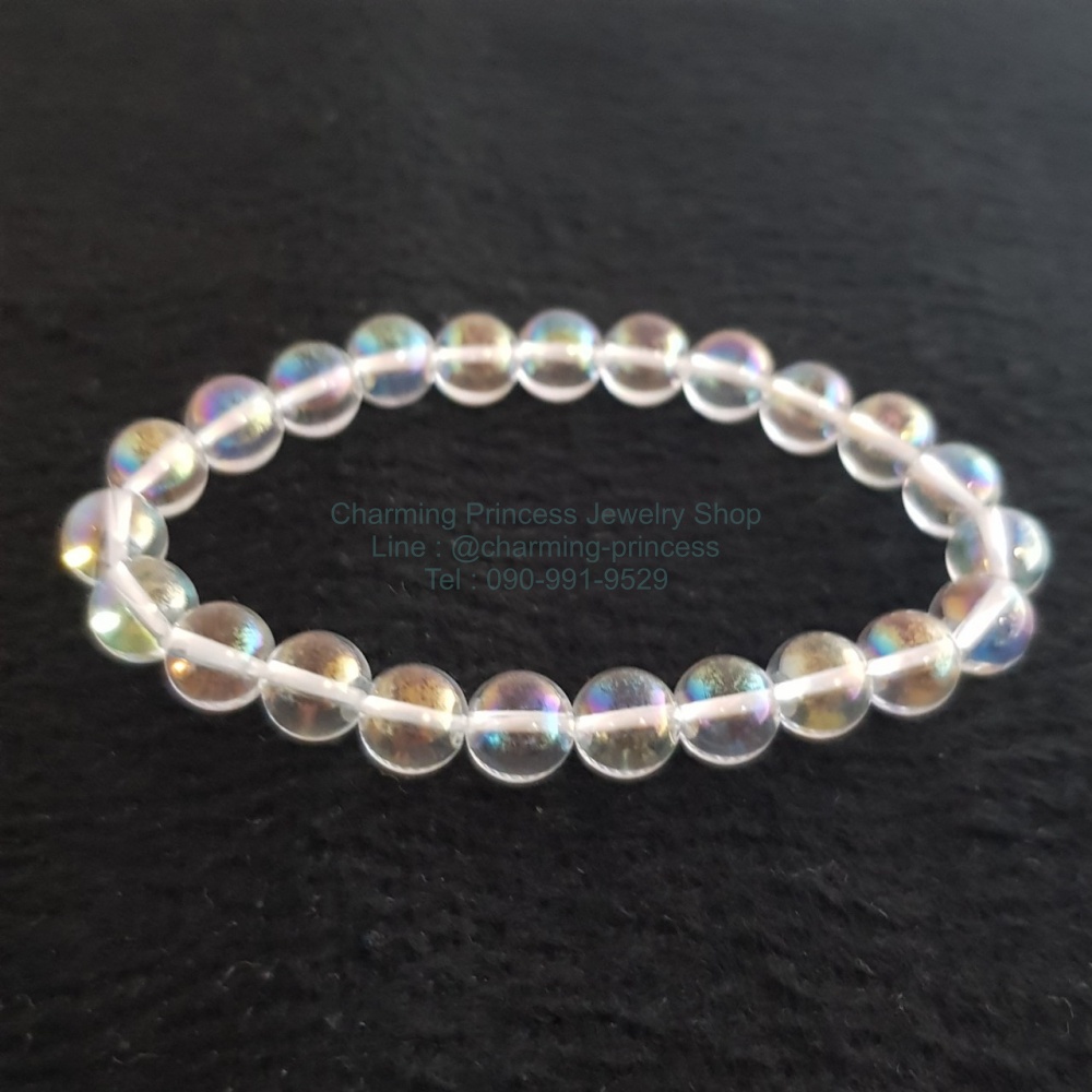 ออร่าควอตซ์ หรือ Aura Quartz 8 มม ช่วยชาร์จพลังงานแห่งความสั่นสะเทือนของความสุข, ความเบิกบาน, และความคิดบวกให้แก่เรา