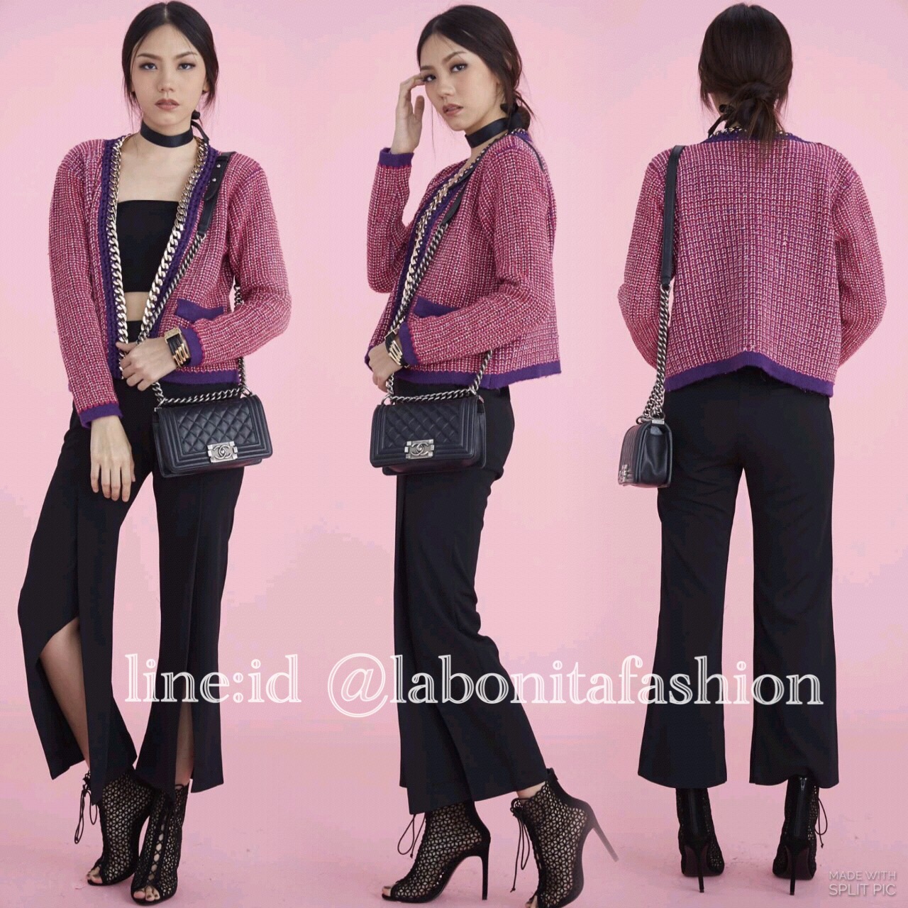 เสื้อคลุมไหมพรมสไตล์CHANEL ขอบโซ่อะไหล่สีทองอย่างดี งานสวยมากๆ ใส่แล้วเกิด สะดุดตาแน่นอนค่า ห้ามพลาดเลยน้า