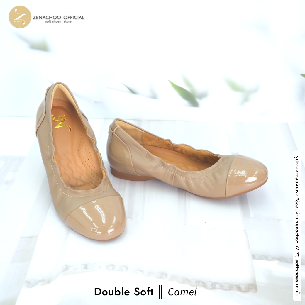 นิ่มตะโกน รองเท้าคัทชูเพื่อสุขภาพ zenachoo หนังแกะแท้ ความสูง 1.5 นิ้ว รุ่น Double soft นิ่มสบายสุด ทรงปกติ