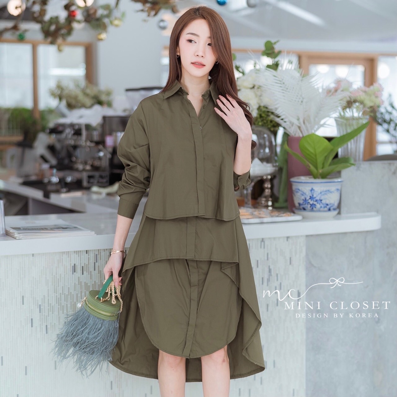 เดรสเชิ้ตแขนยาว เดรสทรงปล่อยใส่ได้ทุกโอกาส