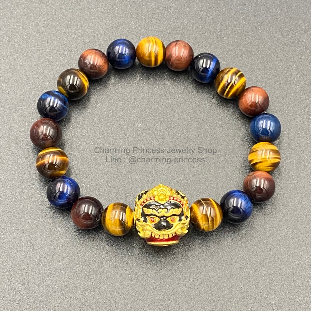 5 พยัคฆราช Tiger Eye Multi Colors หินตาเสือครบทุกสี 8 มม ร้อยพร้อมลูกอมพระราหูนอโม ศรีวิชัย เนื้อสัมฤทธิ์ชุบทอง ลงยาสีดำแดง พลิกหนุนดวงชะตาราศีกลับร้ายกลายเป็นดี เสริมดวงหนุนดวงชะตา เสริมฐานะและเสริมเป็นความมงคลต่างๆในชีวิต และ ป้องกันภยันตราย