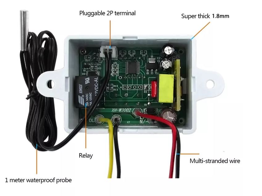 OT95 วงจร สวิทซ์ควบคุมการทำงานด้วยอุณหภูมิ รุ่น XH-W3002 -50-110c ใช้ไฟ 12V DC