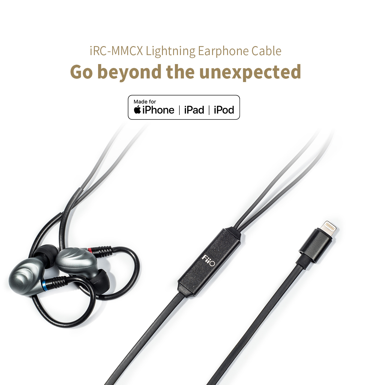 ขาย FiiO iRC-MMCX สาย Lightning สำหรับ iphone , ipod , ipad ขั้ว MMCX พร้อมไมค์ในตัว