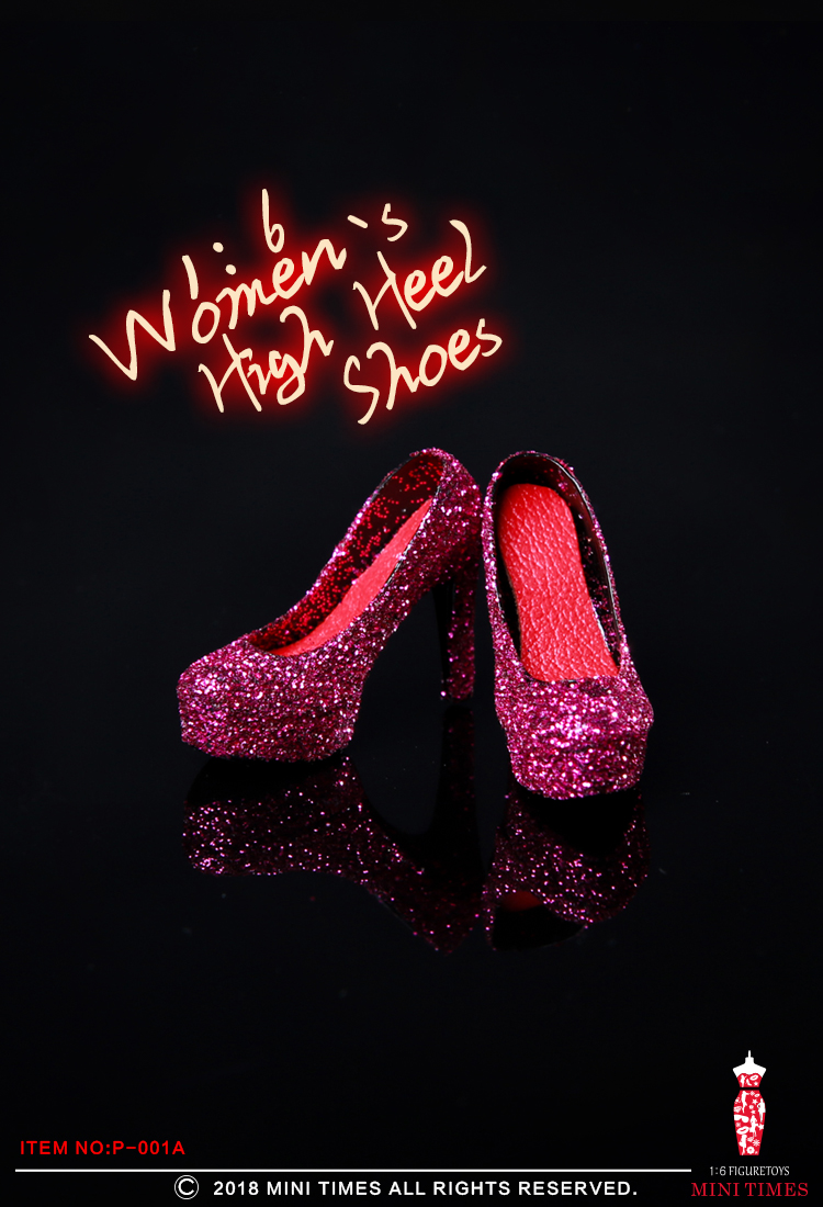 Mini Times toys P-001 Sequined gold silk crystal high heels