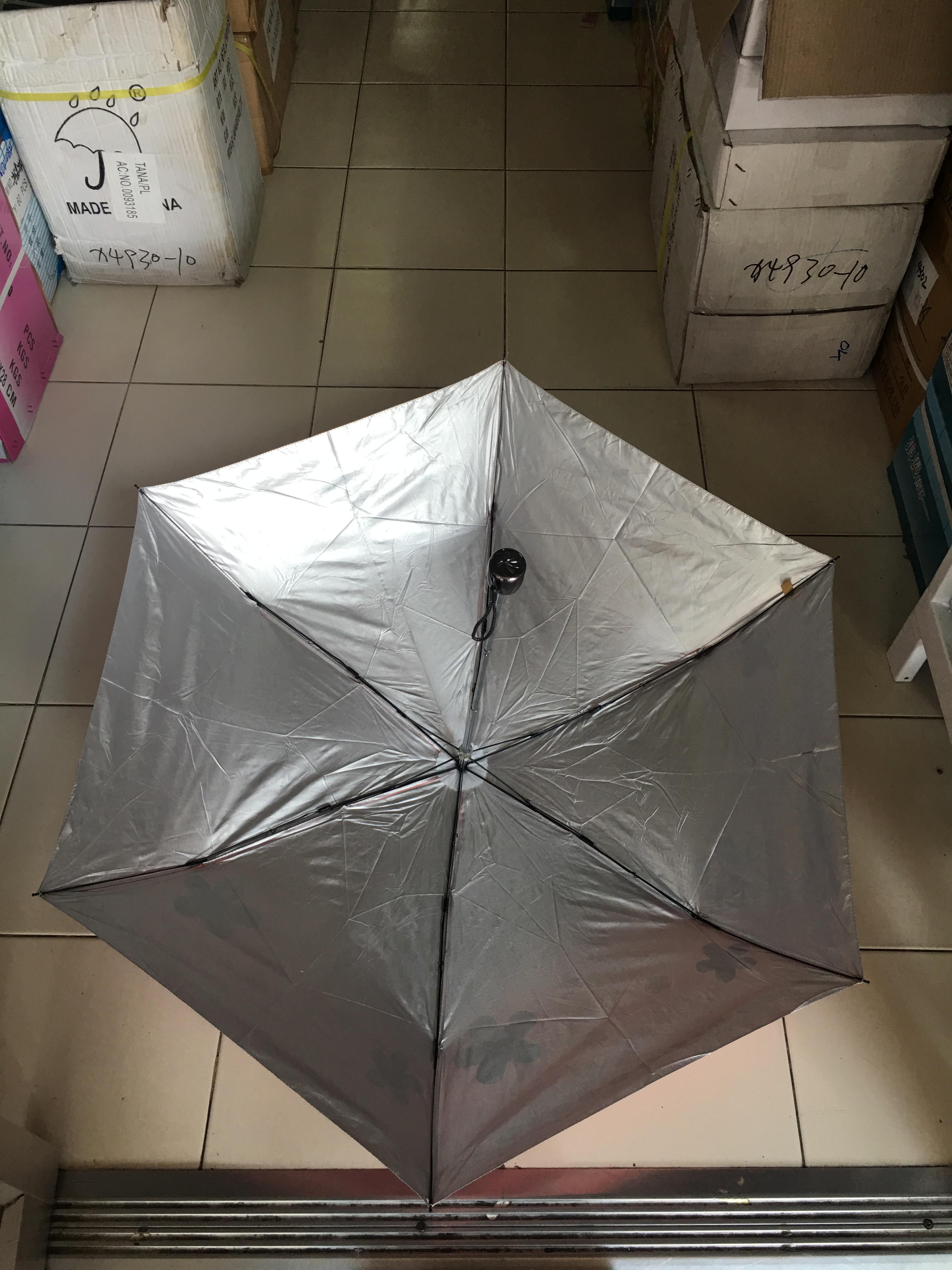 ร่มพับ3ตอนดินสอ ยูวีสีเงิน รหัส ลายดอกไม้