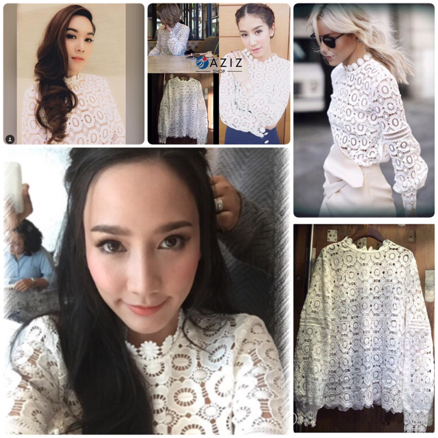 มาเพิ่มค้ะ!! เสื้อแขนยาวลูกไม้ฉลุ Self Portrait ดีไซน์คอลูกไม้ระบายน่ารัก แขนยาวจั้มข้อมือ คัตติ้งเนี้ยบ ซิปรูดหลัง แบบเก๋มากค่ะ (ดาราเซเลปใส่กันตรึม)