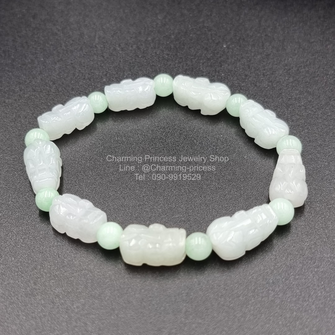 Burmese Jade Carved pixiu สร้อยข้อมือหยกพม่า หยกรูปปี่เซียะ 10 มม AA เจริญรุ่งเรือง ก้าวหน้า อายุยืน เรียกเงินทองโชคลาภ
