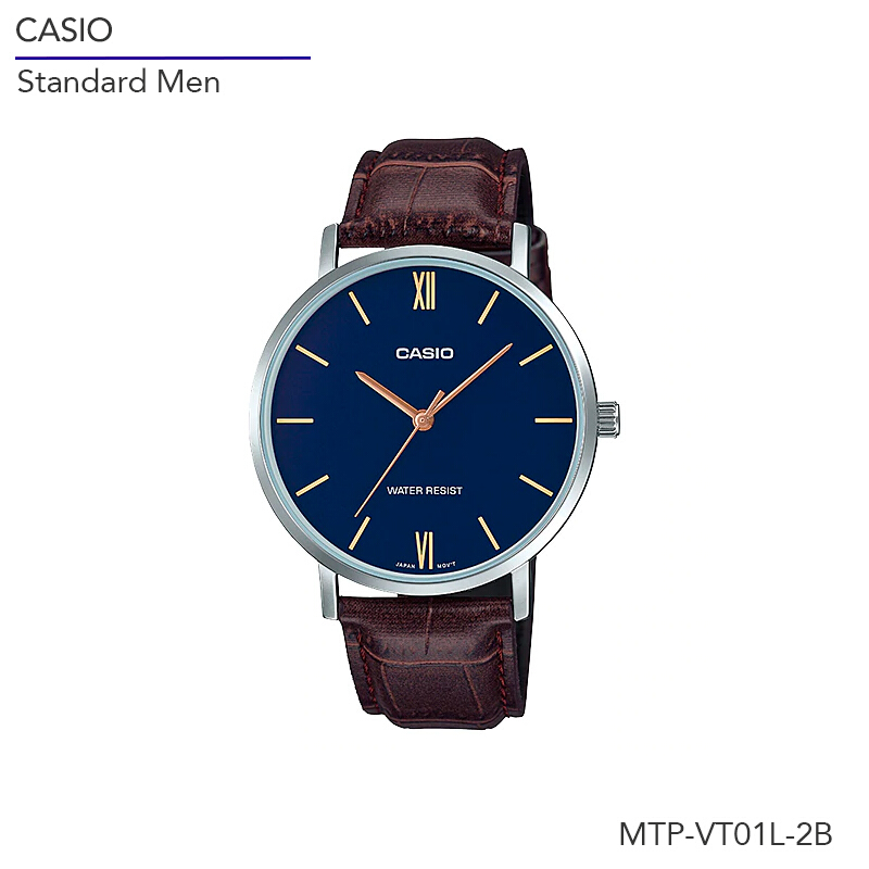 นาฬิกาข้อมือ Casio Standard Men สายหนัง MTP-VT01L Series MTP-VT01L-1B MTP-VT01L-1B2 MTP-VT01L-2B MTP-VT01L-2B2 MTP-VT01L-7B1 MTP-VT01L-7B2