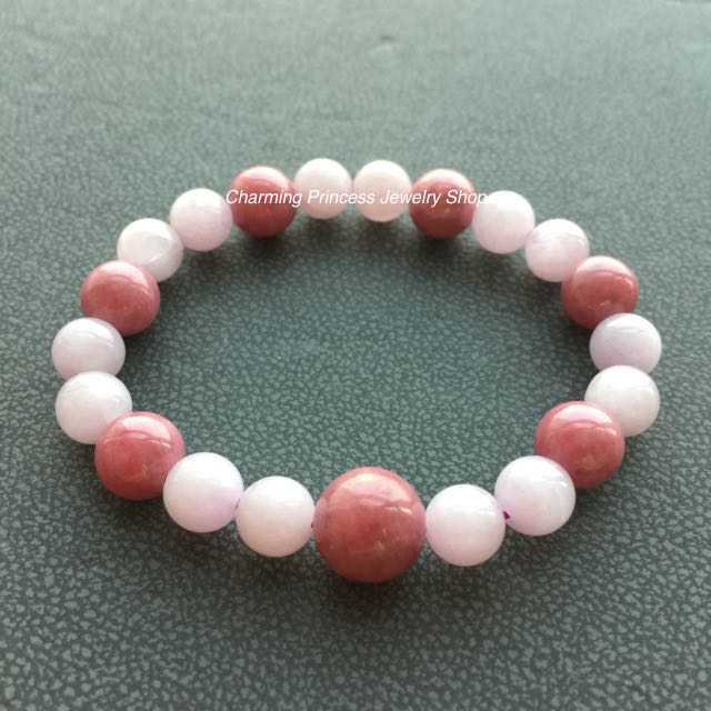 "Endless Love" รักนิรันตร์ Rhodonite โรโดไนต์ AAA Kunzite คุนไซต์ หรือ คันไซต์ 8 และ 10 มม