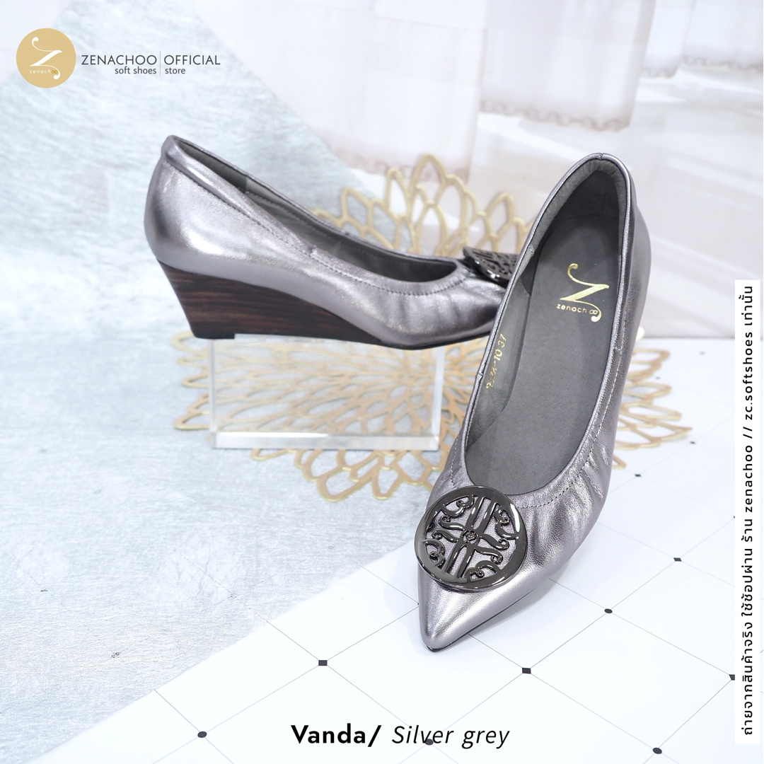 ทรงปกติ เปลี่ยนไซส์ได้-ไม่รับคืน Zenachoo รุ่น Vanda สูง 2 นิ้ว รองเท้าหนังแกะแท้ หนังนิ่ม พื้นนุ่ม