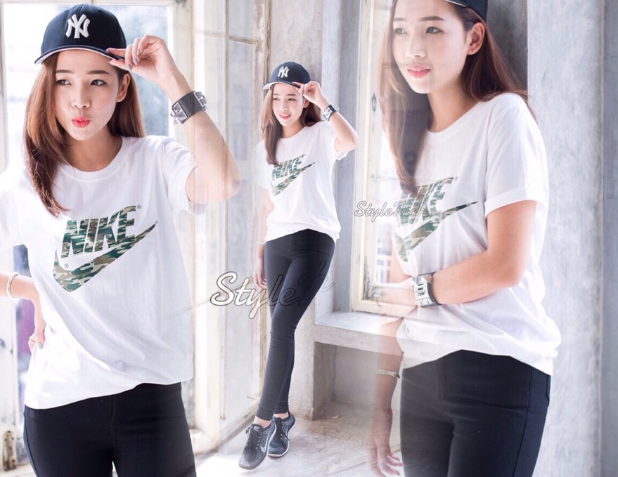 เสื้อยืด NIKE คอกลม สกรีนลายNIKEลายทหาร สวย เท่ ไม่ซ้ำใคร ใส่ได้ตลอด แมทส์ง่าย ใส่สบายๆค่าาา