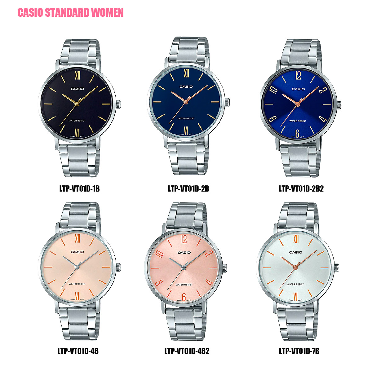 นาฬิกา Casio Standard Women นาฬิกาข้อมือผู้หญิง รุ่น LTP-VT01D LTP-VT01D-1B LTP-VT01D-2B LTP-VT01D-7