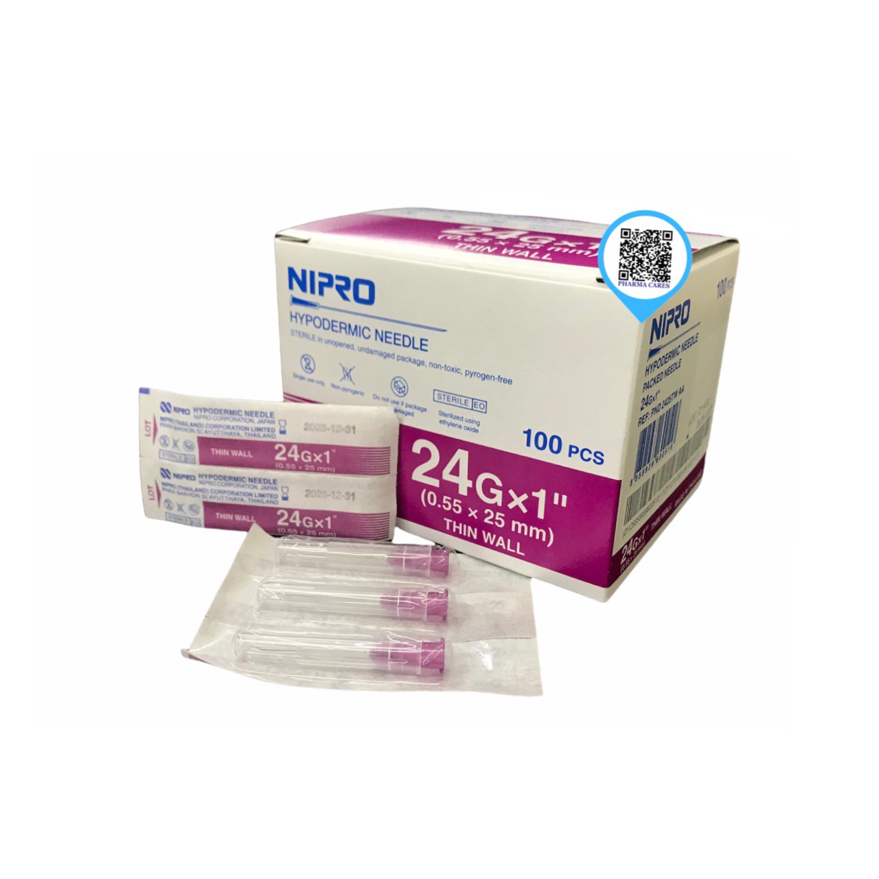 NIPRO 24Gx1 นิ้ว (1 กล่อง 100 ชิ้น) นิโปร