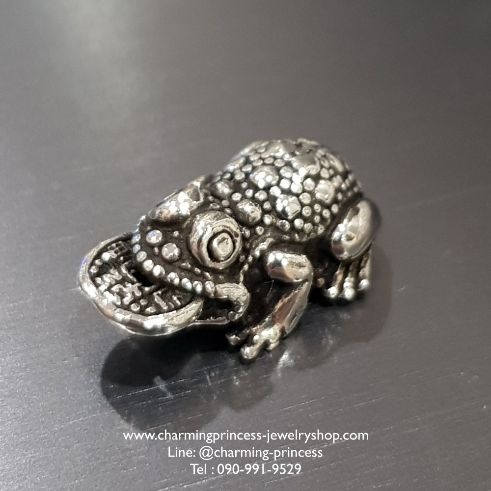 ตัวคั่นคางคกคาบเหรียญ สัญลักษณ์แห่งความมั่งคั่งยอดนิยม Toad with Coin 925 Sterling Silver Size L