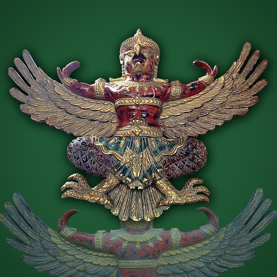 ครุฑไม้สัก องค์ใหญ่ ขนาด1เมตร ครุฑไม้แกะสลัก