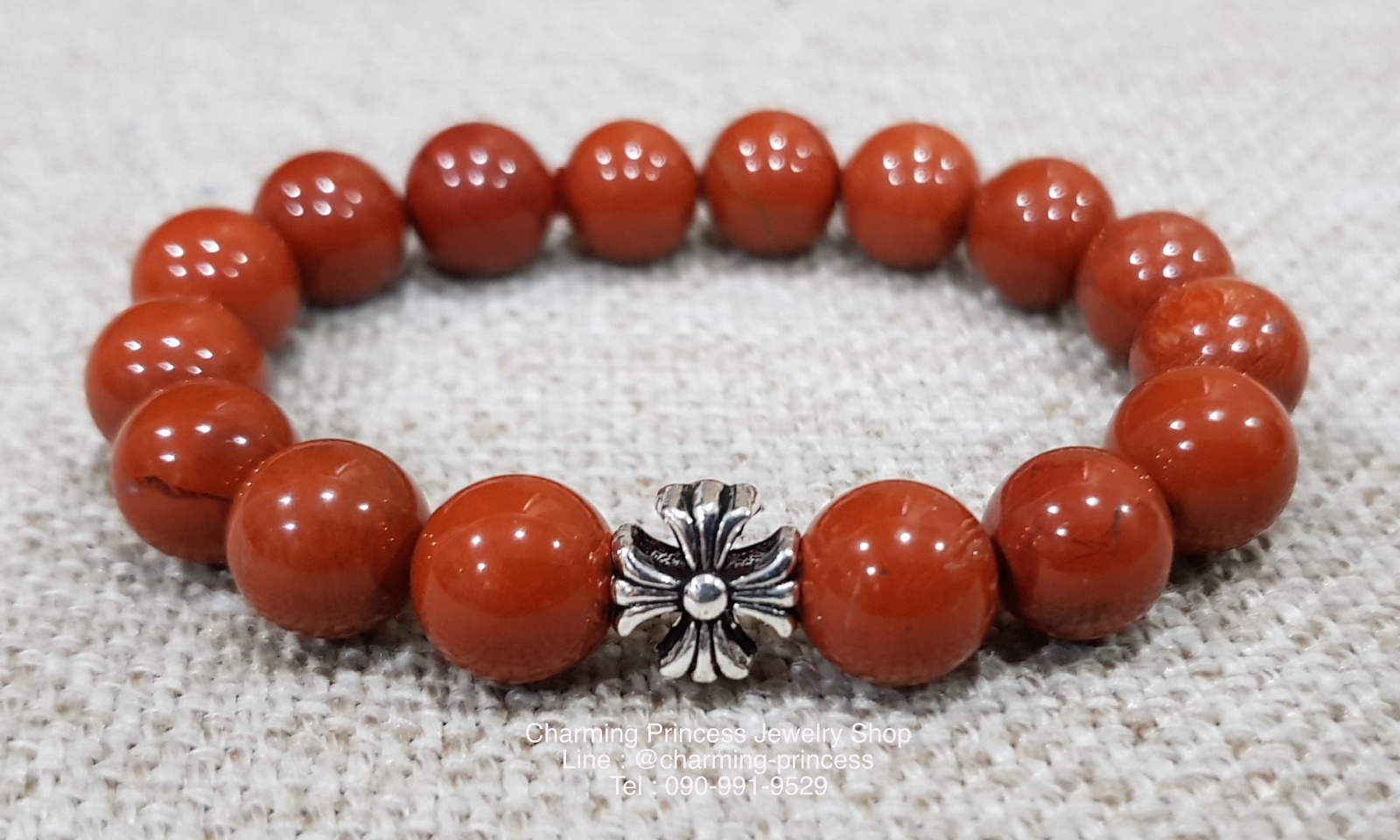Red Jasper เรดจัสเปอร์ เพิ่มพลังชีวิต 10 มม ประดับ กางเขน Chrome Heart