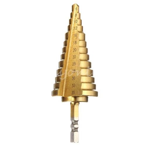 ST03 ดอกเจาะคว้านรู Step Drill ชุบไทเทเนียม ดอกใหญ่เบอร์มิล 6-35 มิล แบบ แกนปลดสวมเร็ว หกเหลี่ยม