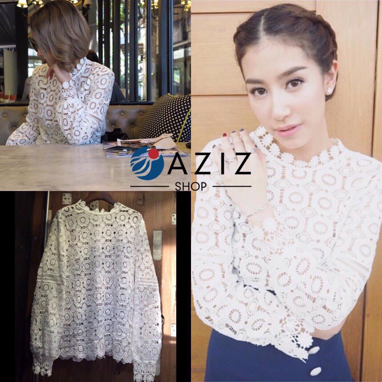 มาเพิ่มค้ะ!! เสื้อแขนยาวลูกไม้ฉลุ Self Portrait ดีไซน์คอลูกไม้ระบายน่ารัก แขนยาวจั้มข้อมือ คัตติ้งเนี้ยบ ซิปรูดหลัง แบบเก๋มากค่ะ (ดาราเซเลปใส่กันตรึม)