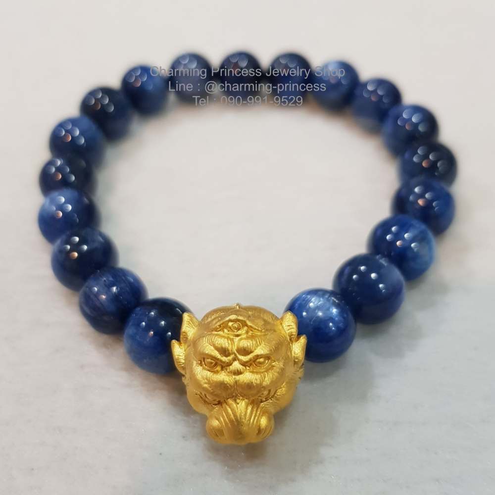 Kyanite ไคยาไนท์ 8 มม ช่วงส่งเสริมในเรื่องสติและปัญญา ให้คุณทำเรื่องที่ยากได้อย่างไร้อุปสรรค ร้อยพร้อม ลูกอมพญาสี่หูห้าตา
