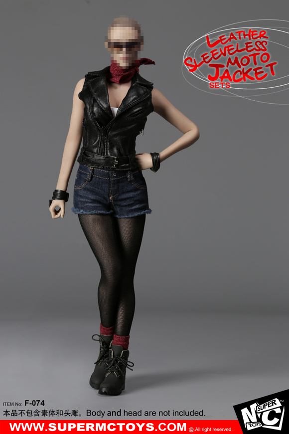 SuperMCTOYS F-074 Leather Sleeveless Moto Jacket Sets