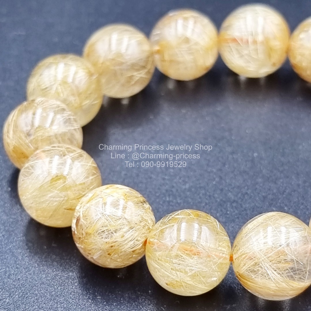 Gold Rutilated Quartz 14 mm AAA++ ไหมทอง เห็นไหมชัดสุดสุด เป็นประกายทองเจิสจรัส นำพาความมั่งคั่งร่ำรวย และทรัพย์สินและโชคลาภ อำนาจบารมีมาสู่ผู้เป็นเจ้าของ