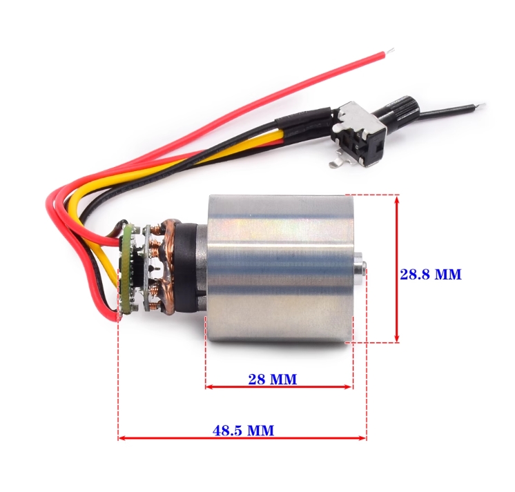 MO51 มอเตอร์พัดลมบลัสเลส 28mm 100000 รอบ 7-24V DC 5A ให้แรงลม 110 km/h สำหรับ DIY พัดลมเทอโบเจ็ท