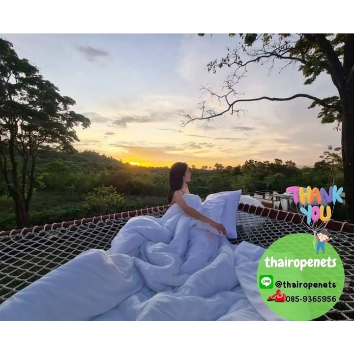รุ่น Premium Garden เปลตาข่ายในสวน เปลตาข่ายริมสระว่ายน้ำ ติดตั้งง่าย แถมฟรีเชือกมัดโครงเปลตาข่าย