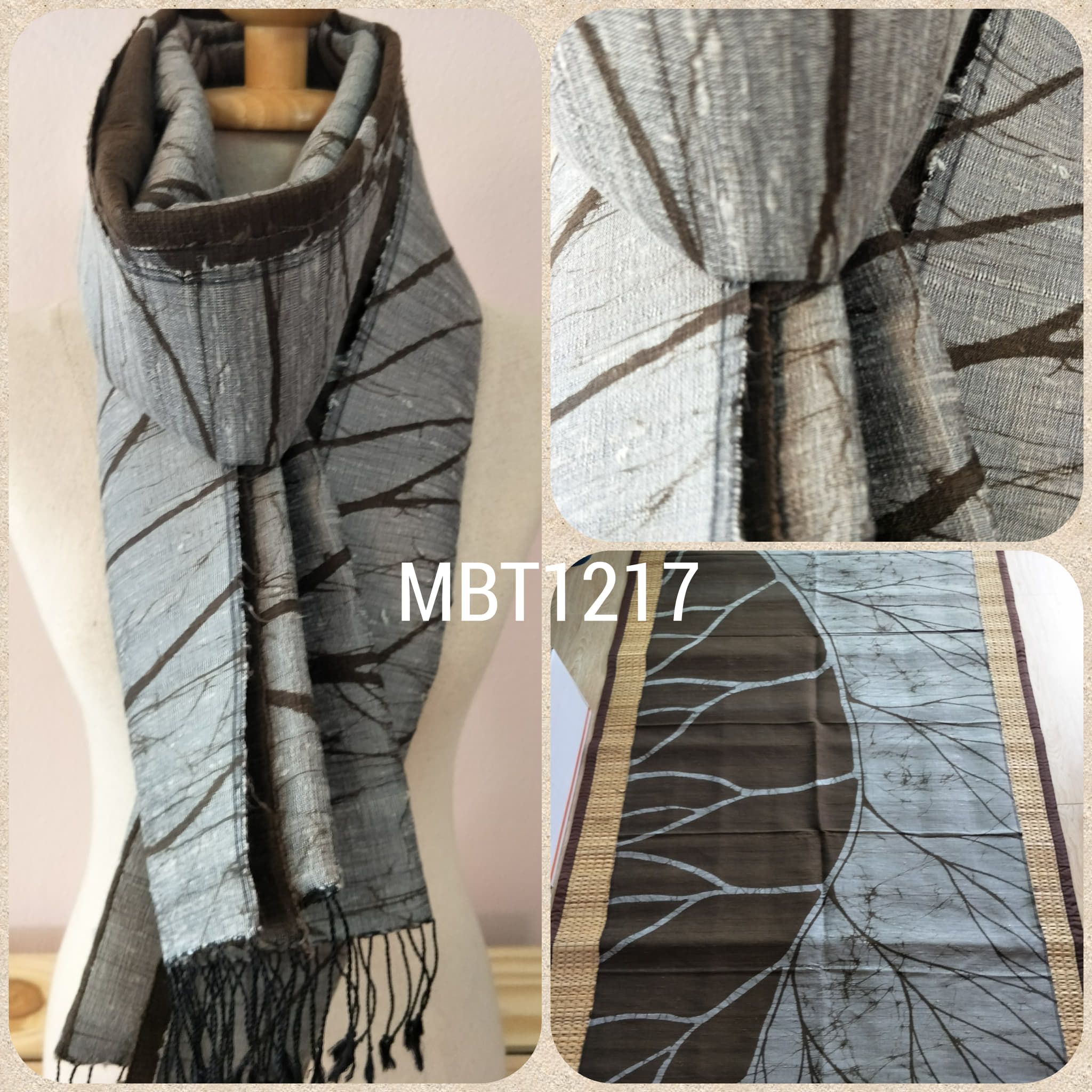 ผ้าคลุมไหล่ ไหมแท้ทอมือ ลายบาติก Handmade