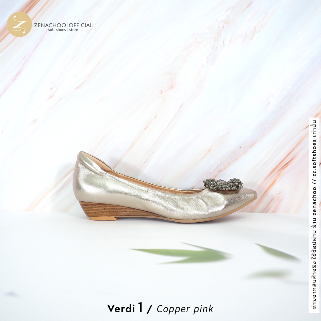 ทรงปกติ เปลี่ยนไซส์ได้-ไม่รับคืน Zenachoo รุ่น Verdi1 สูง 1นิ้ว รองเท้าหนังแกะแท้ หนังนิ่ม พื้นนุ่ม