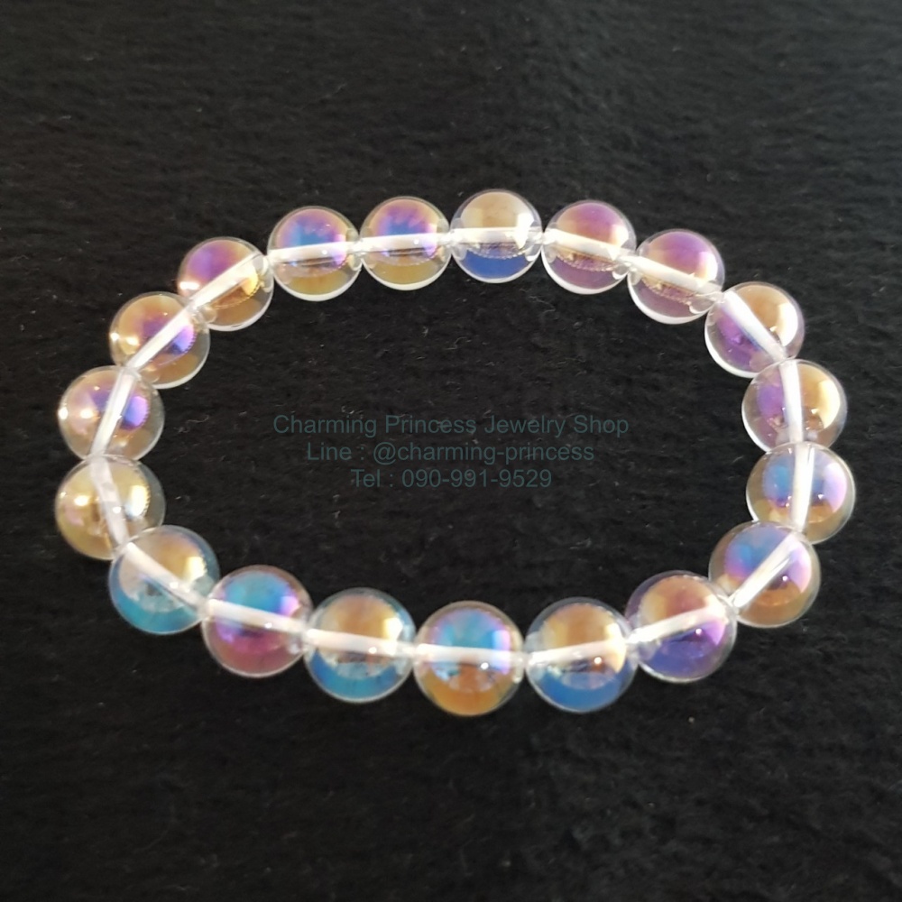 ออร่าควอตซ์ หรือ Aura Quartz 10 มม ช่วยชาร์จพลังงานแห่งความสั่นสะเทือนของความสุข, ความเบิกบาน, และความคิดบวกให้แก่เรา