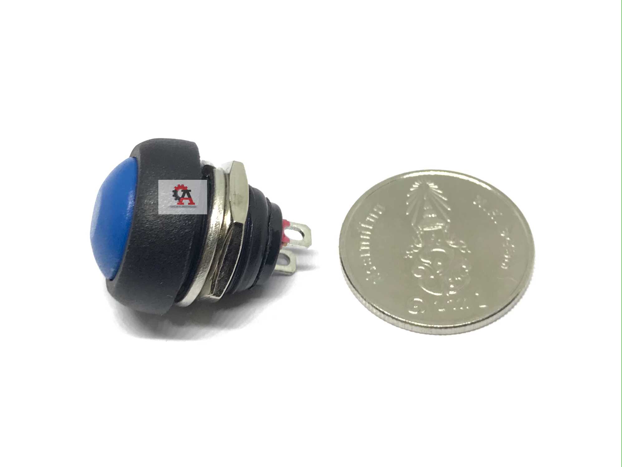 Waterproof button switch 12mm (สีน้ำเงิน)