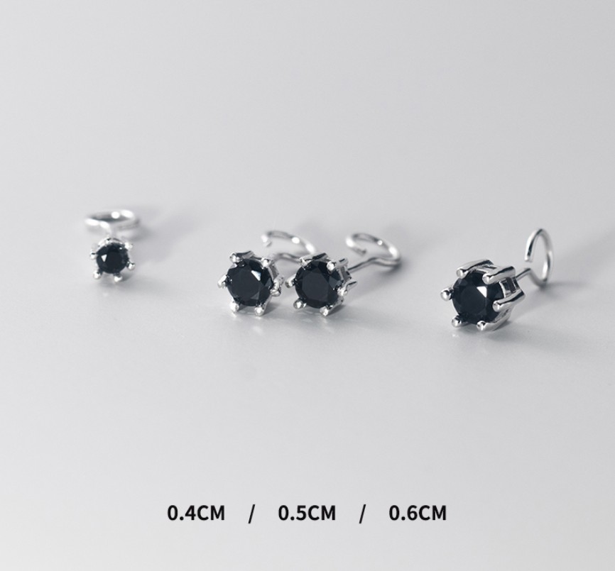 ไร้แป้น ไม่หลุด ไม่หาย ใส่นอนได้ไม่เจ็บ Dots ไร้แป้น (Backless Dots ราคา/ข้าง) CZ ขาว/ดำ_ES806