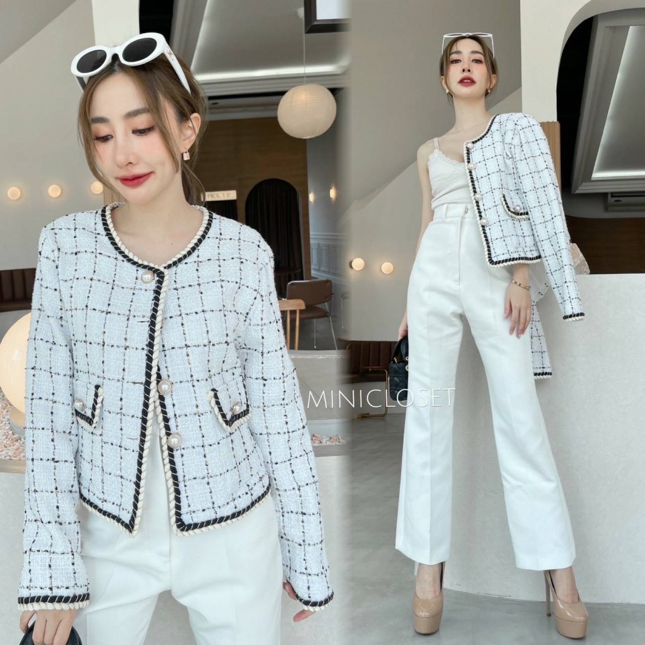 เสื้อทวีตแขนยาว เสื้อคลุมผ้าทวิต