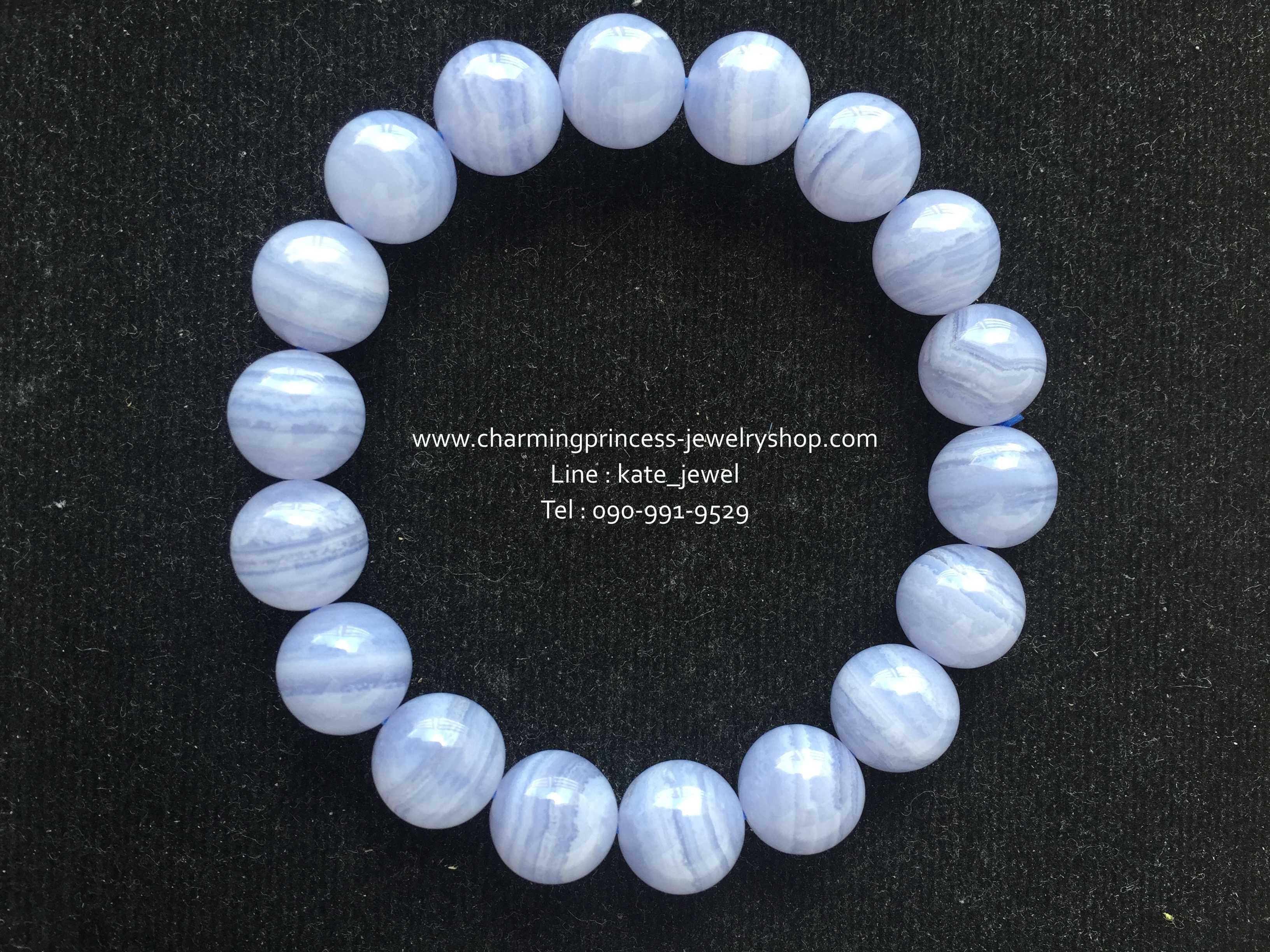 Blue Lace Agate 10 mm บลูเลสอาเกต 10 มม ใจเย็น สงบ หลับสบาย