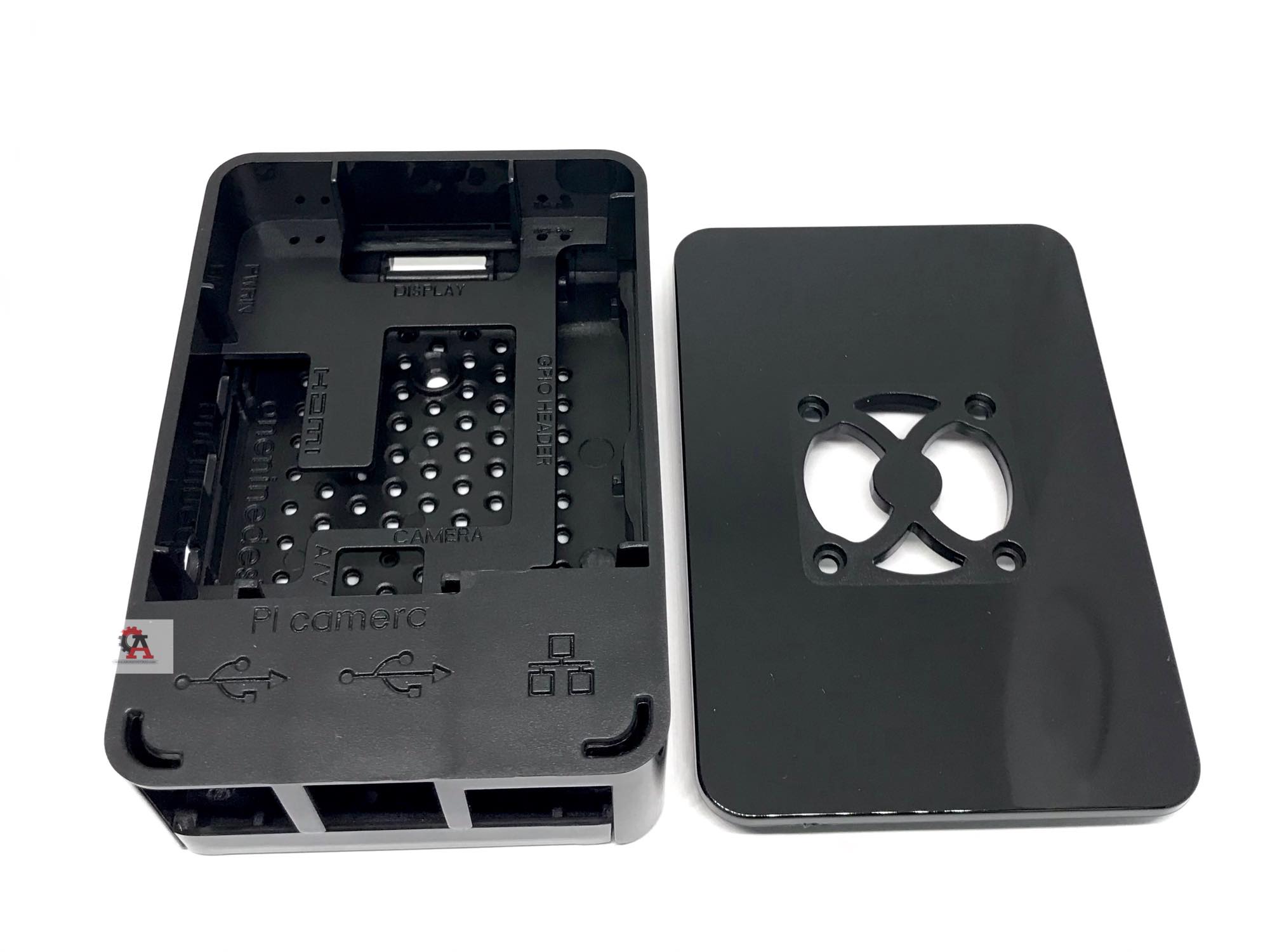 Raspberry pi 4 case + fan (Black) เคสพลาสติกสำหรับราสเบอรี่พาย 4 สีดำ