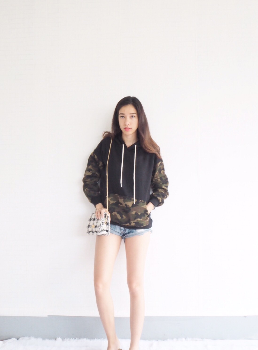 เสื้อกันหนาวมีฮู้ด เสื้อลายทหาร