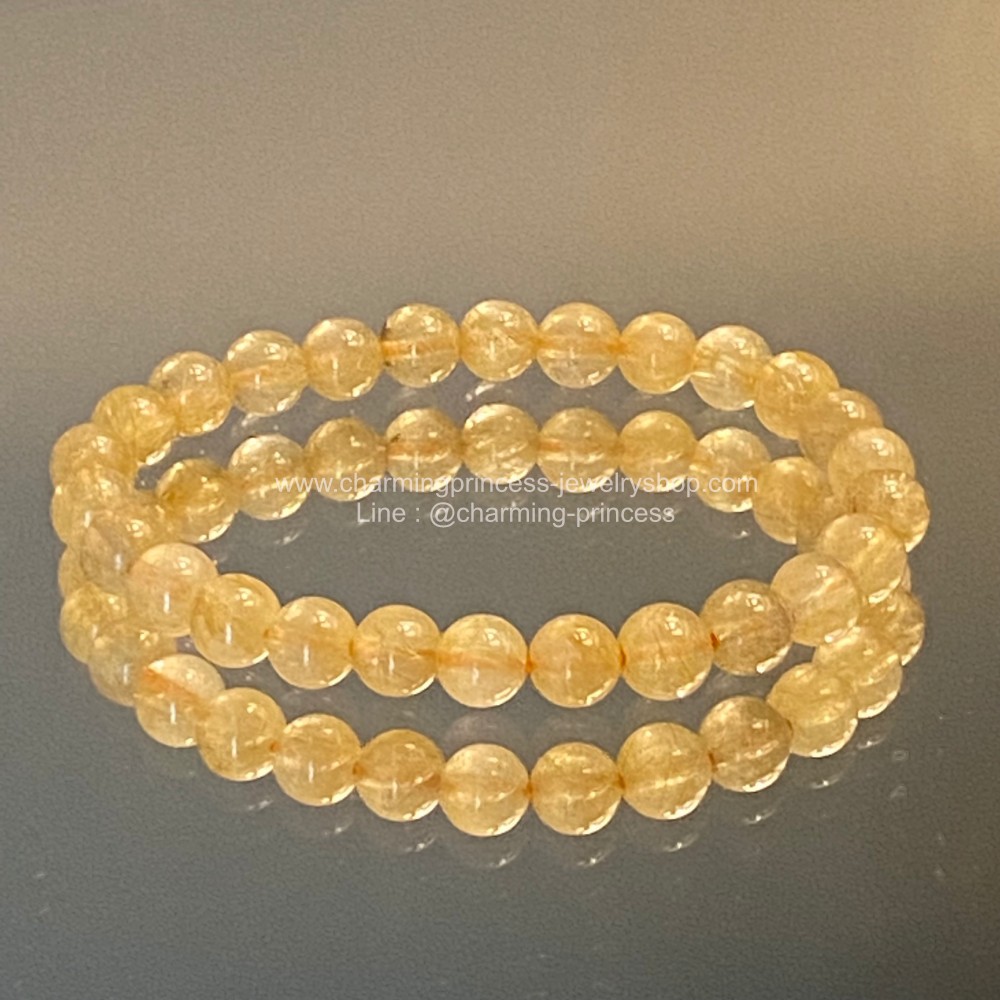 Gold Rutilated Quartz 7.2 mm ไหมทอง เห็นไหมชัดสุดสุด เป็นประกายทองเจิสจรัส นำพาความมั่งคั่งร่ำรวย และทรัพย์สินและโชคลาภ อำนาจบารมีมาสู่ผู้เป็นเจ้าของ