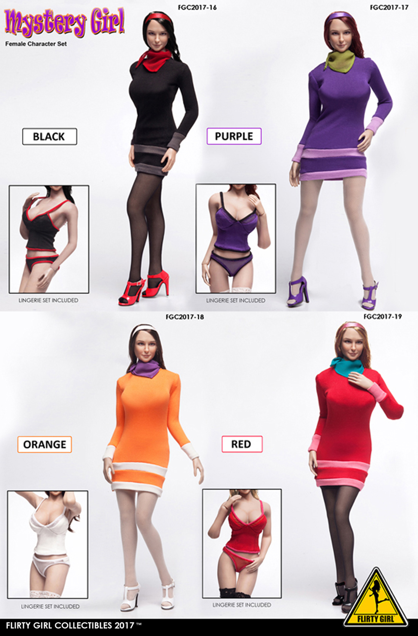 FLIRTY GIRL COLLECTIBLES 1/6 FGC2017-16 ,18 ,19 "MYSTERY GIRL" Female Character Set