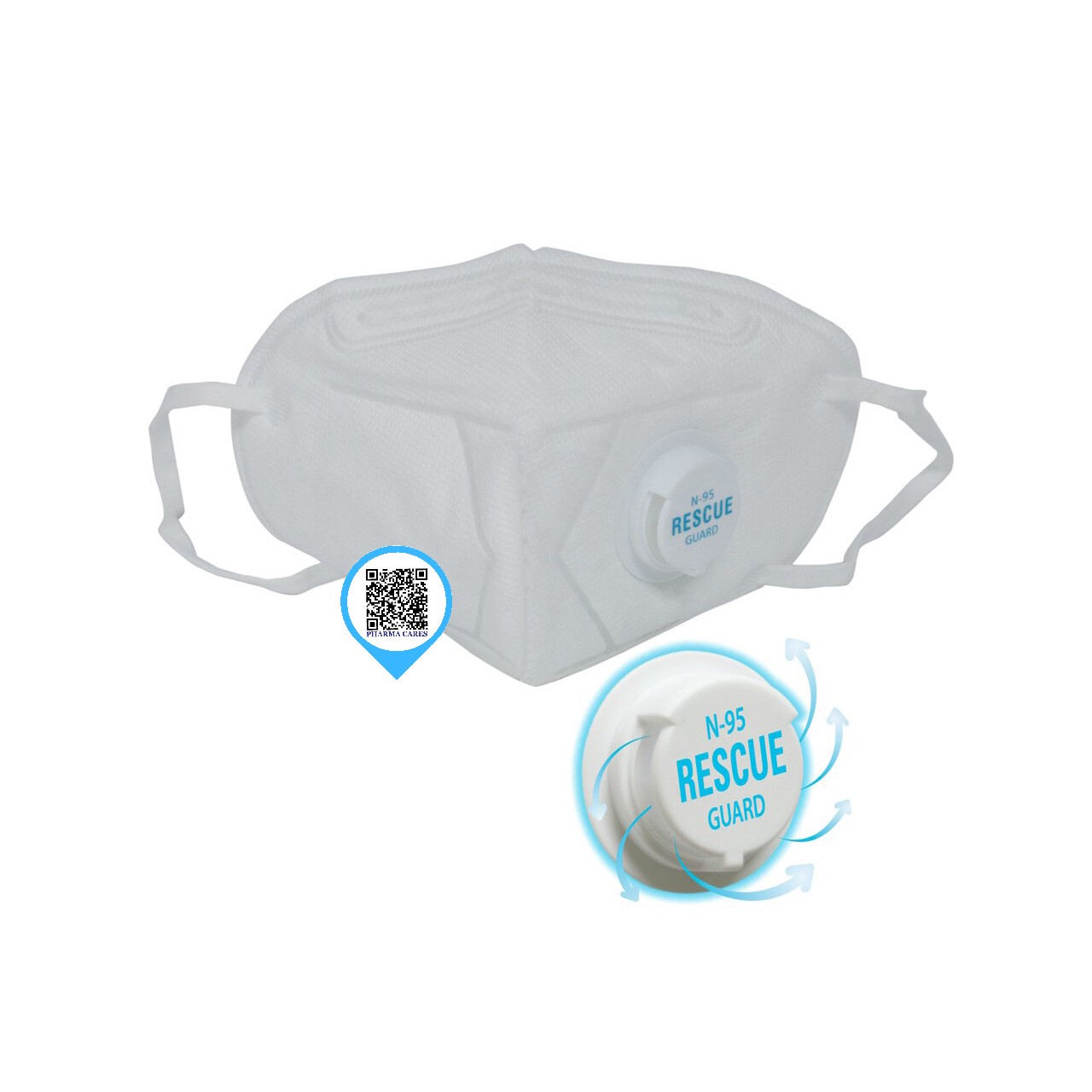 หน้ากากอนามัย N-95 RESCUE GUARD มีวาล์ว 12 ชิ้น