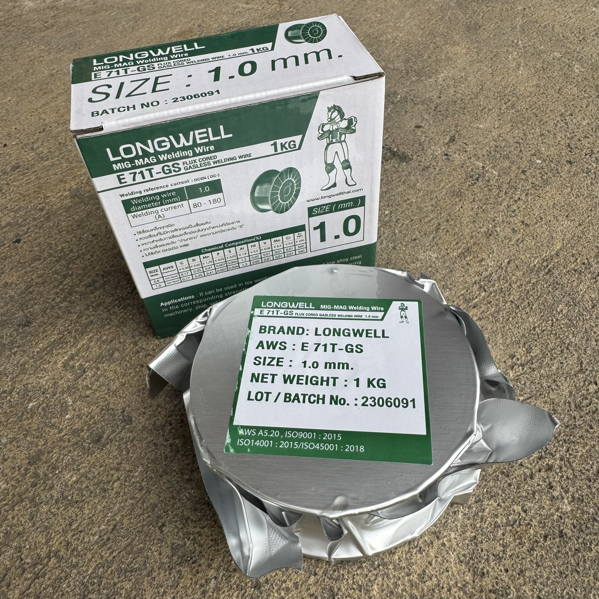 ลวดเชื่อมฟลักคอร์ LONGWELL E71T-GS 1.0 มม. 1KG (No Gas)