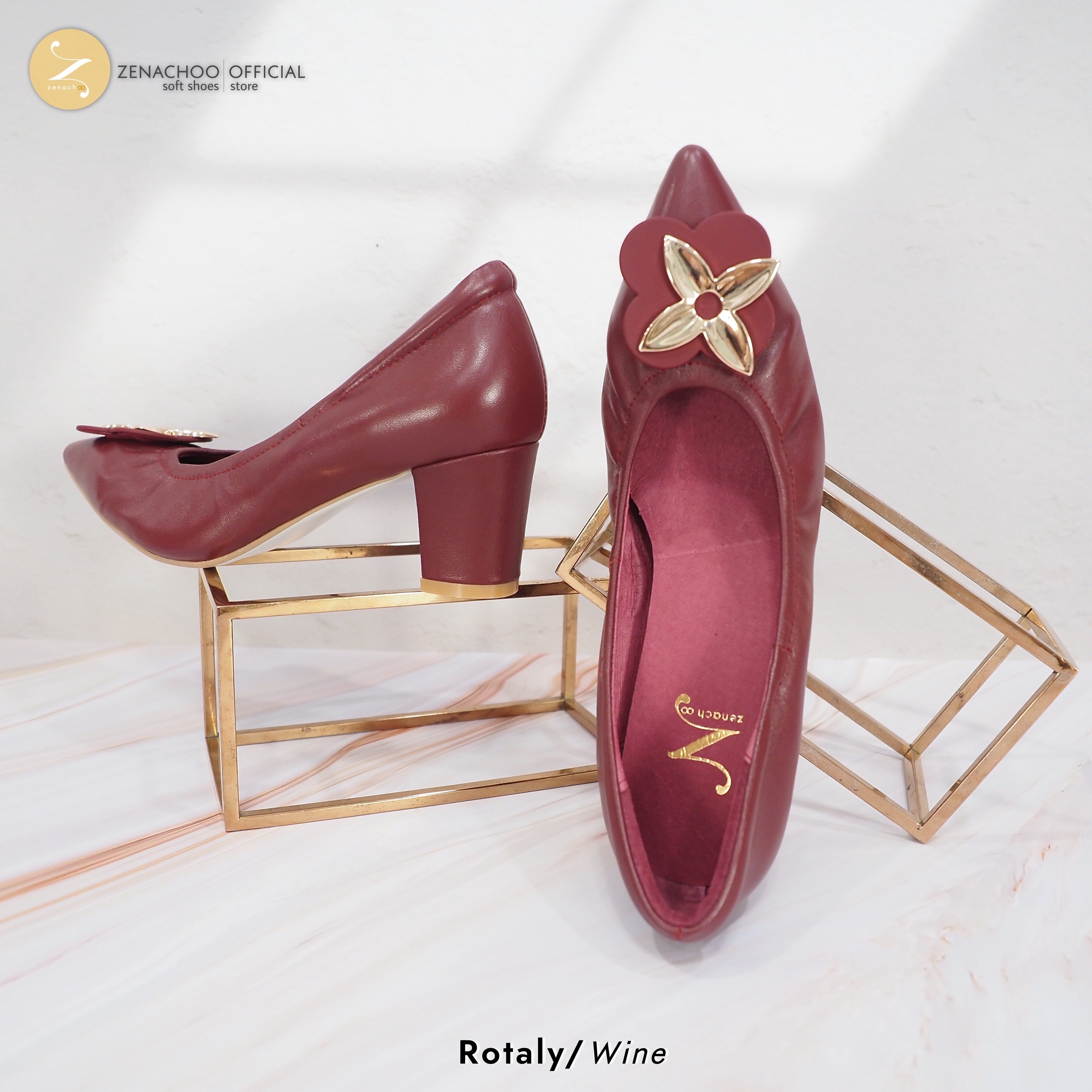 ทรงปกติ สินค้าลดราคา ไม่รับเปลี่ยน-คืน ทุกกรณึ Zenachoo รุ่น Rolaty สูง 2 นิ้ว รองเท้าหนังแกะแท้ ทรงสวย รุ่นขายดี หนังนิ่มมาก