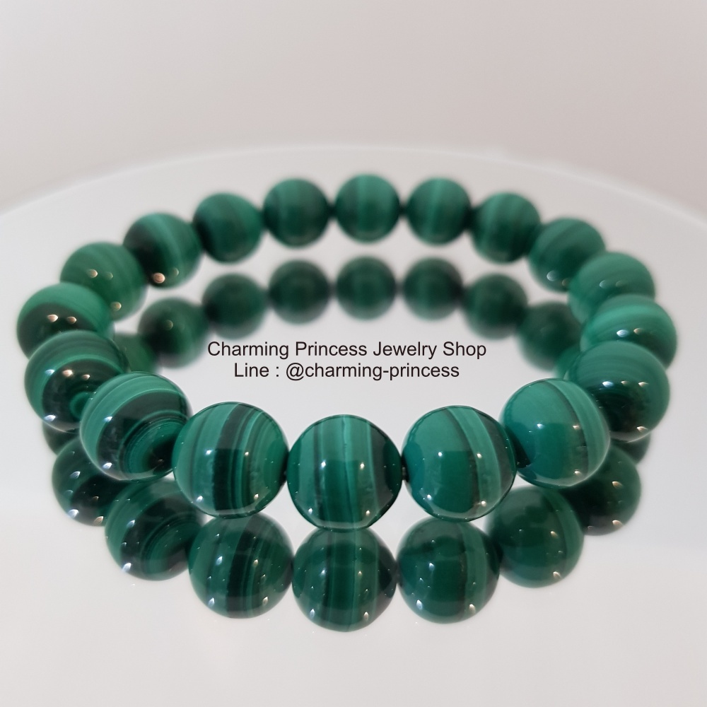 Malachite AAA+ มาลาไคท์ 10 มม ริ้วสวยมากๆ เกรดพรีเมี่ยม เด่นเรื่องการเจรจาต่อรอง ธุรกิจประสบความสำเร็จ "Win-Win Bracelet" Limited Edition