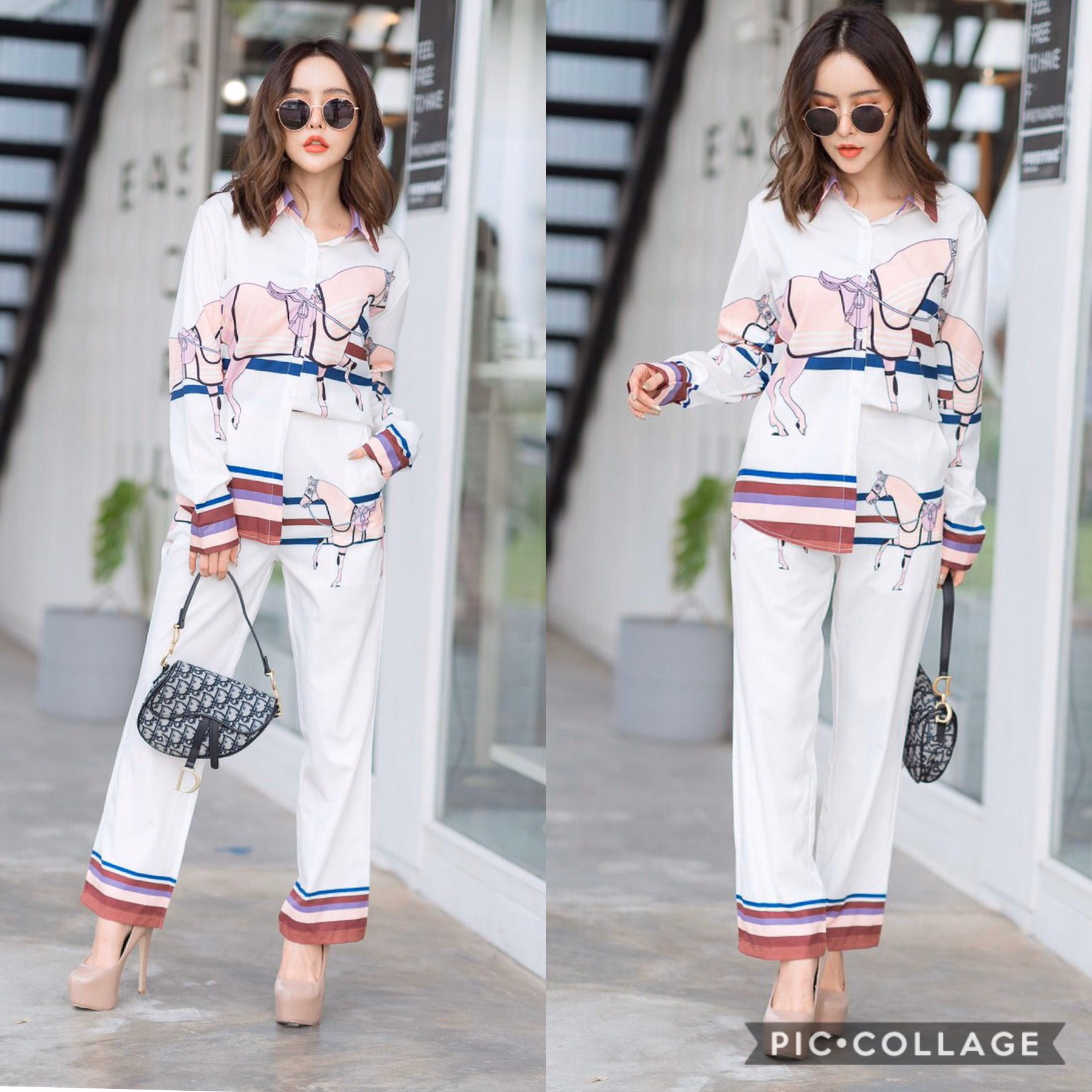 ชุดเซ็ทเสื้อกางเกงขายาว ลายม้า🐎ขายดีมากค่ะ