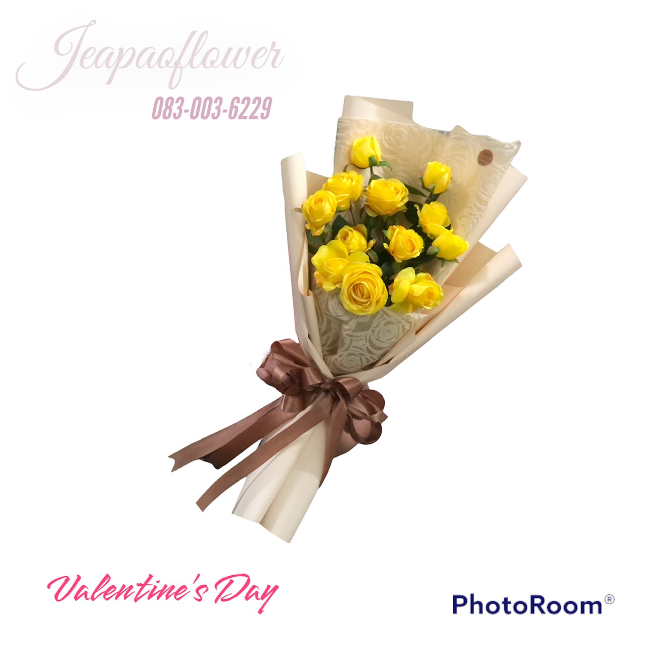 ช่อดอกไม้ประดิษฐ์ กุหลาบสีเหลือง ดอกไม้เกรดเอ