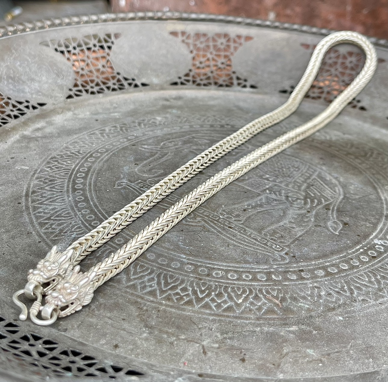 สร้อยคอเงิน สร้อยเงินเก่า หัวลายมังกร สร้อย